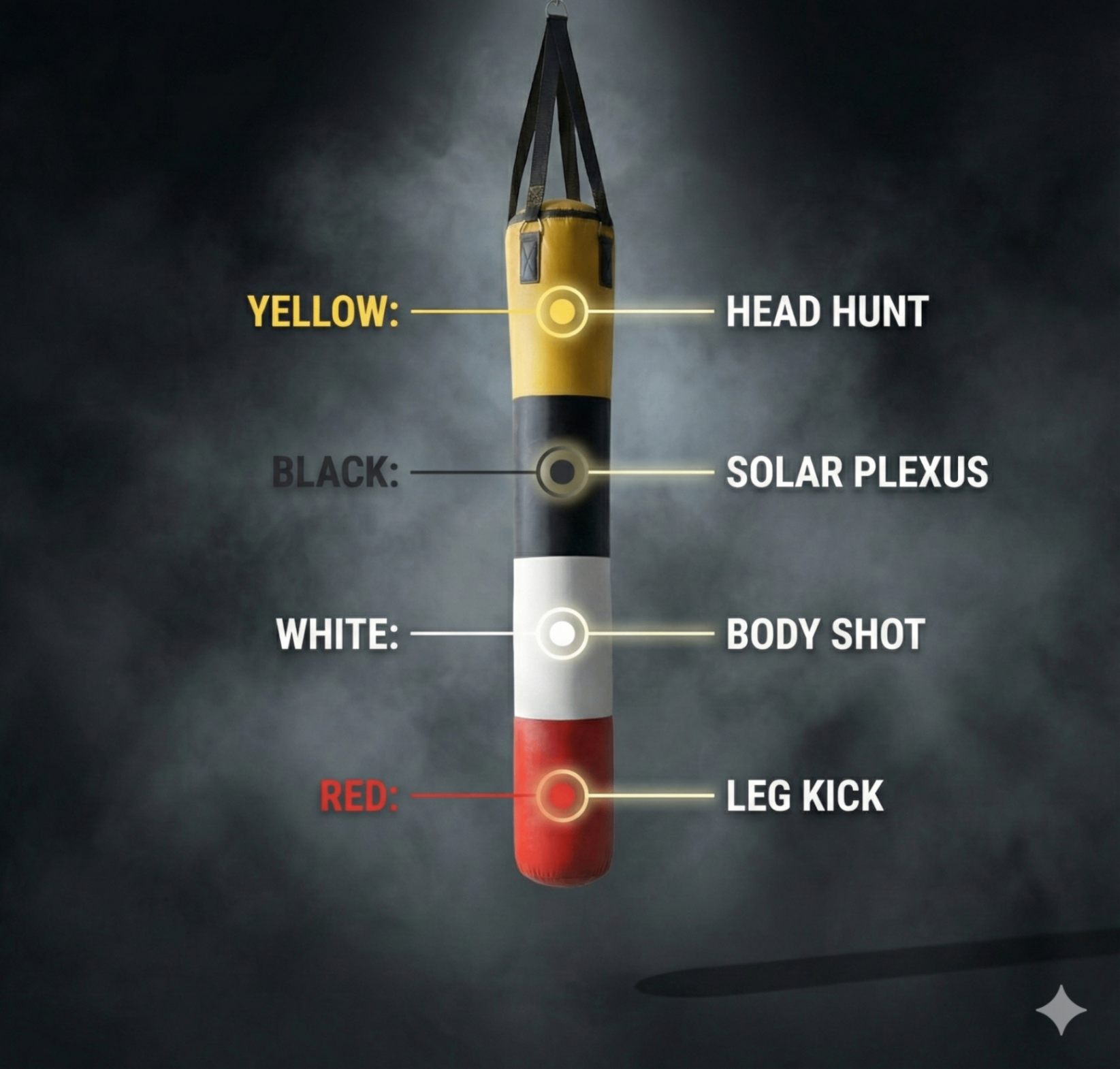 Close-up of punching bag strike zones